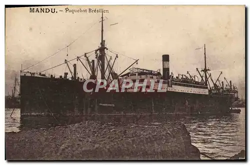 Cartes postales Bateau Mandu Paquebot Bresilien Bresil