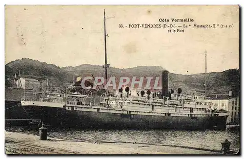 Ansichtskarte AK Bateau Port Vendres Le Mustapha II et le port