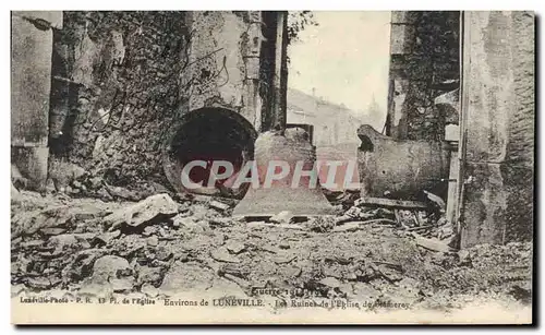 Cartes postales Cloche Environs de Luneville Les ruines de l&#39eglise de Blemerey Militaria