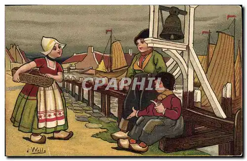 Cartes postales Cloche Enfants Bateaux