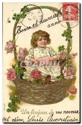 Cartes postales Fantaisie Fleurs Enfant Trefle