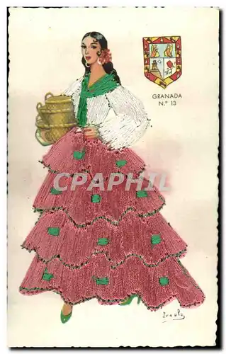 Cartes postales Fantaisie Femme Granada (d�cor en tissu)