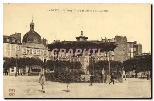 Cartes postales Kiosque Brest La Place Wilson et l&#39Hotel de la Depeche