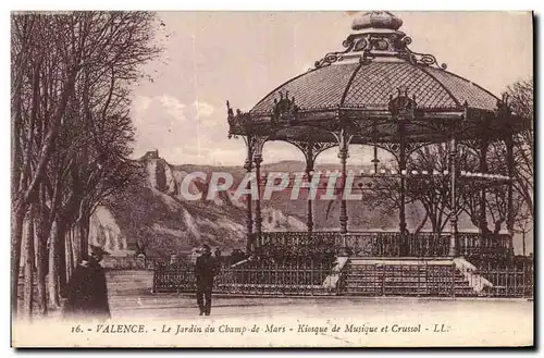 Cartes postales Kiosque de musiqueet Crussol Le jardin du Champ de Mars Valence