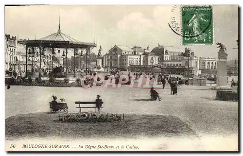 Cartes postales Kiosque Boulogne sur Mer La digue Ste Beuve et le casino