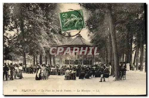 Cartes postales Kiosque Beuvais La place du Jeu de Paume La musique