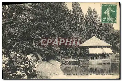 Cartes postales Kiosque Paris Buttes Chaumont l&#39heure de la musique