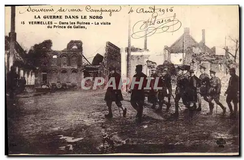 Cartes postales Militaria La guerre dans le Nord Vermelles Dans les ruines La visite du Prince de Galles