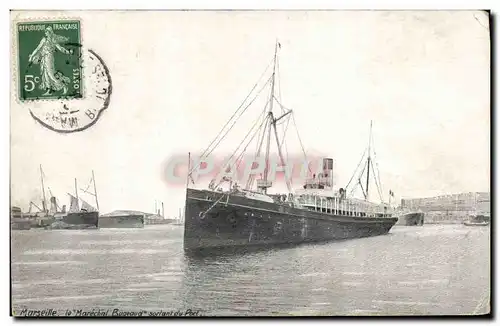 Cartes postales Bateau Marseille Le Marechal Bugeaud sortant du port