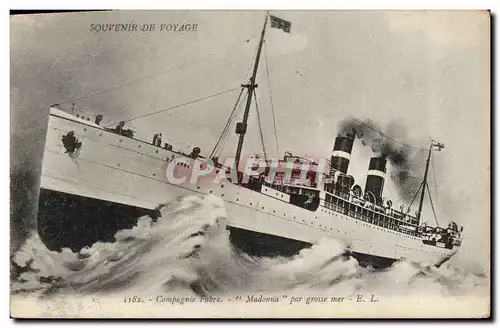 Cartes postales Bateau Compagnie Fabre Madonna par grosse mer