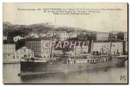 Cartes postales Bateau Port Vendres La Marsa TSF fait le service de Port Vendres a Alger