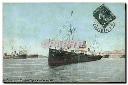 Cartes postales Bateau Marseille Le Marechal Bugeaud sortant du port