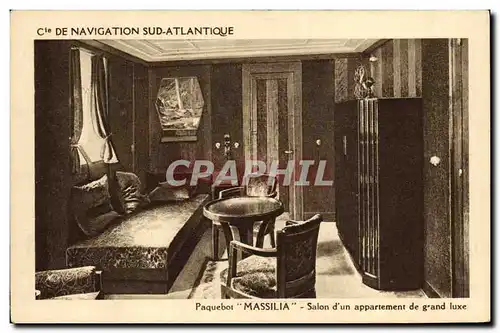 Ansichtskarte AK Bateau Compagnie de Navigation Sud Atlantique Paquebot Massilia Salon d&#39un appartement de gra