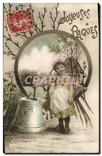 Cartes postales Cloche Enfant Lapin Paques