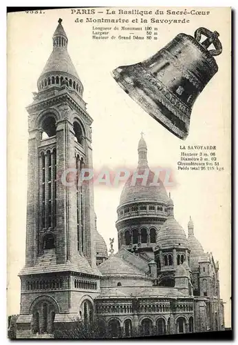 Ansichtskarte AK Cloche Paris La basilique du Sacre Coeur de Montmartre et la Savoyarde