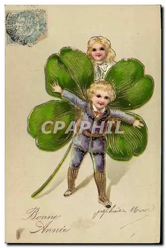 Cartes postales Fantaisie Fleurs Enfants Trefle