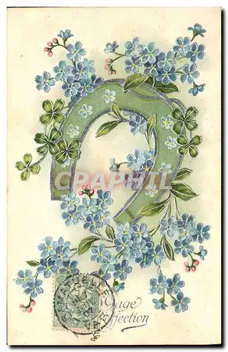 Cartes postales Fantaisie Fleurs Fer a cheval