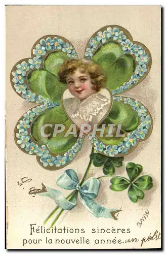 Cartes postales Fantaisie Fleurs Enfant Trefle