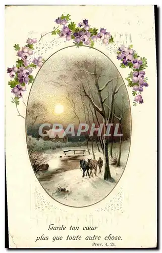 Cartes postales Fantaisie Fleurs Cheval