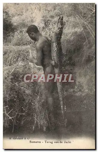 Cartes postales Chasse Sumatra Terug van de Jacht Crocodile