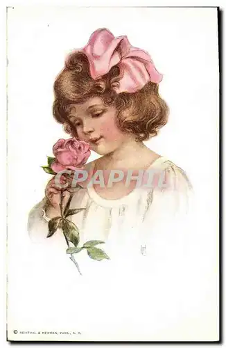 Ansichtskarte AK Fantaisie Illustrateur Enfant Rose