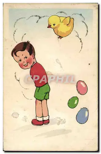 Cartes postales Fantaisie Illustrateur Enfant Poussin