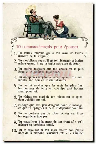 Ansichtskarte AK Fantaisie Illustrateur Femme 10 commandements pour epouses