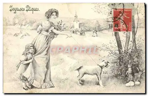 Cartes postales Fantaisie Femme Enfant Chien