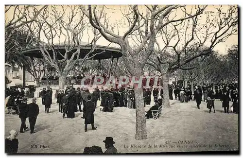 Cartes postales Kiosque de la musique et les allees de la Liberte Cannes