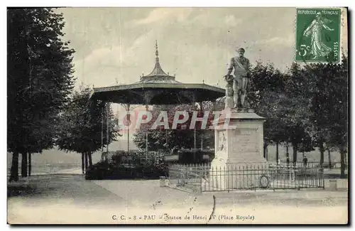 Cartes postales Kiosque Pau Statue de Henri IV Place Royale