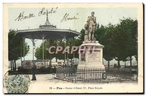 Ansichtskarte AK Kiosque Pau Statue d&#39Henri IV Place Royale