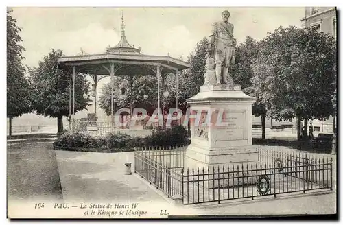 Cartes postales Kiosque a musique Pau La statue de Henri IV