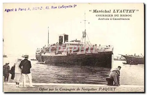 Cartes postales Bateau Marechal Lyautey Courrier du Maroc Arrivee a Casablanca