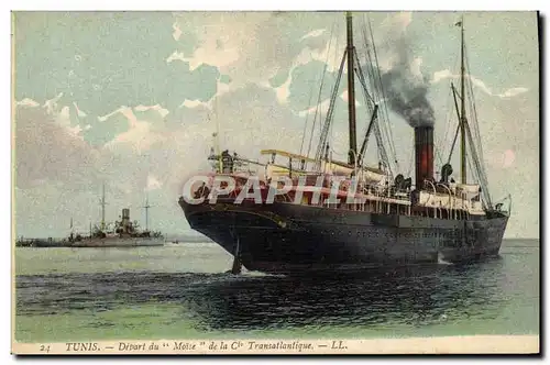 Cartes postales Bateau Tunis Depart de Moise de la Cie Transatlantique
