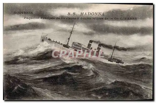 Cartes postales Bateau SS Madonna Paquebot francais de 1ere classe Cie Fabre
