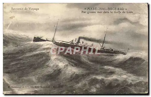 Cartes postales Bateau Marechal Bugeaud par grosse mer dans le Golfe de Lion