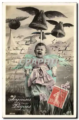 Cartes postales Cloche Enfant Bebe Paques