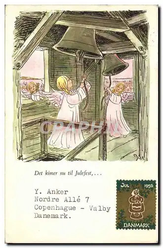 Cartes postales Cloche Enfants Vignette Danemark Denmark