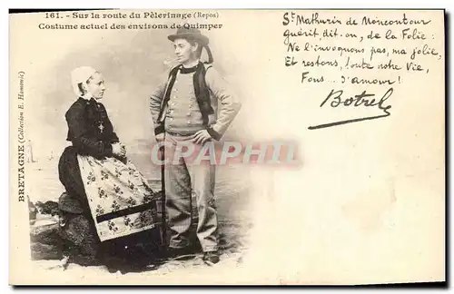 Cartes postales Folklore Sur la route du pelerinage Costume actuel des environs de Quimper