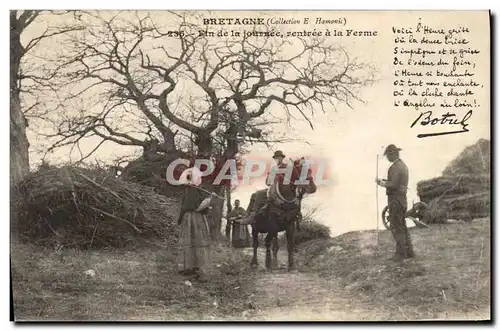 Cartes postales Folklore Fin de la journee rentree a la ferme Cheval