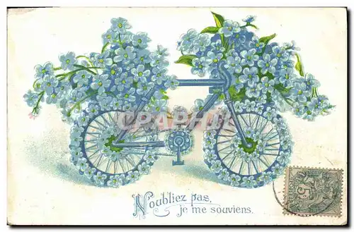 Cartes postales Fantaisie Fleurs Velo Cycle