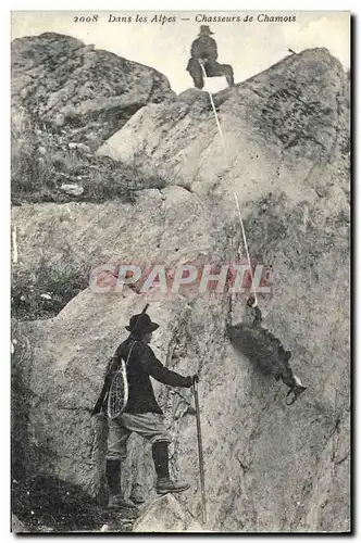 Cartes postales Chasse Chasseurs de chamois Dans les Alpes TOP