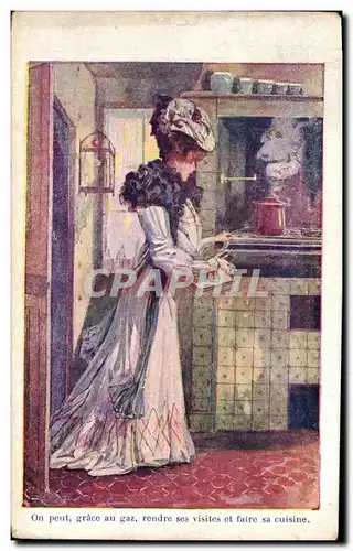 Cartes postales Fantaisie Illustrateur Femme Cuisine