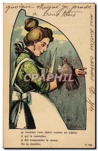 Cartes postales Fantaisie Illustrateur Femme Oiseau