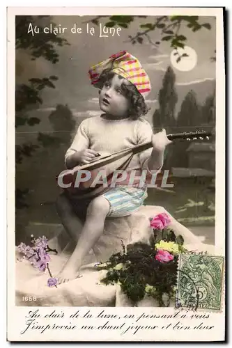 Cartes postales Enfant Au clair de la lune