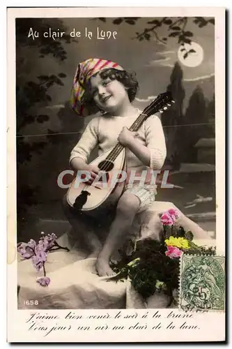 Cartes postales Enfant Au clair de la lune