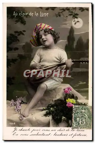 Cartes postales Enfant Au clair de la lune
