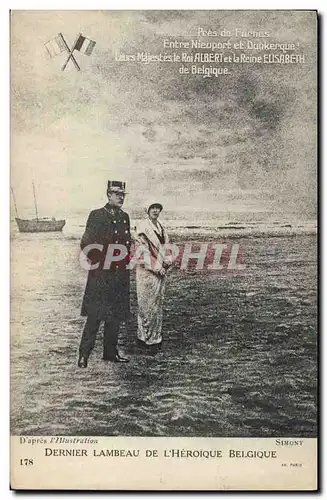 Cartes postales Militaria Entre Nieuport et Dunkerque Roi Albert et la reine Elisabeth