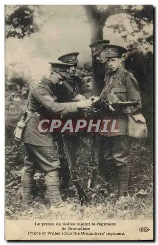 Cartes postales Militaria Le prince de Galles rejoint le regiment de Grenadiers