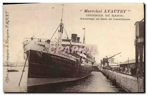 Ansichtskarte AK Bateau Marechal Lyautey Courrier du Maroc Amarrage au quai de Casablanca